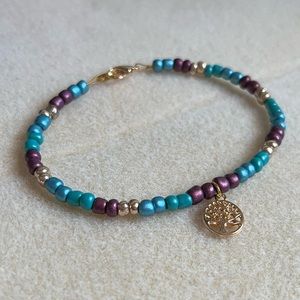 *2 for $20* Turquoise and Burgundy Beaded Tree of Life Bracelet
